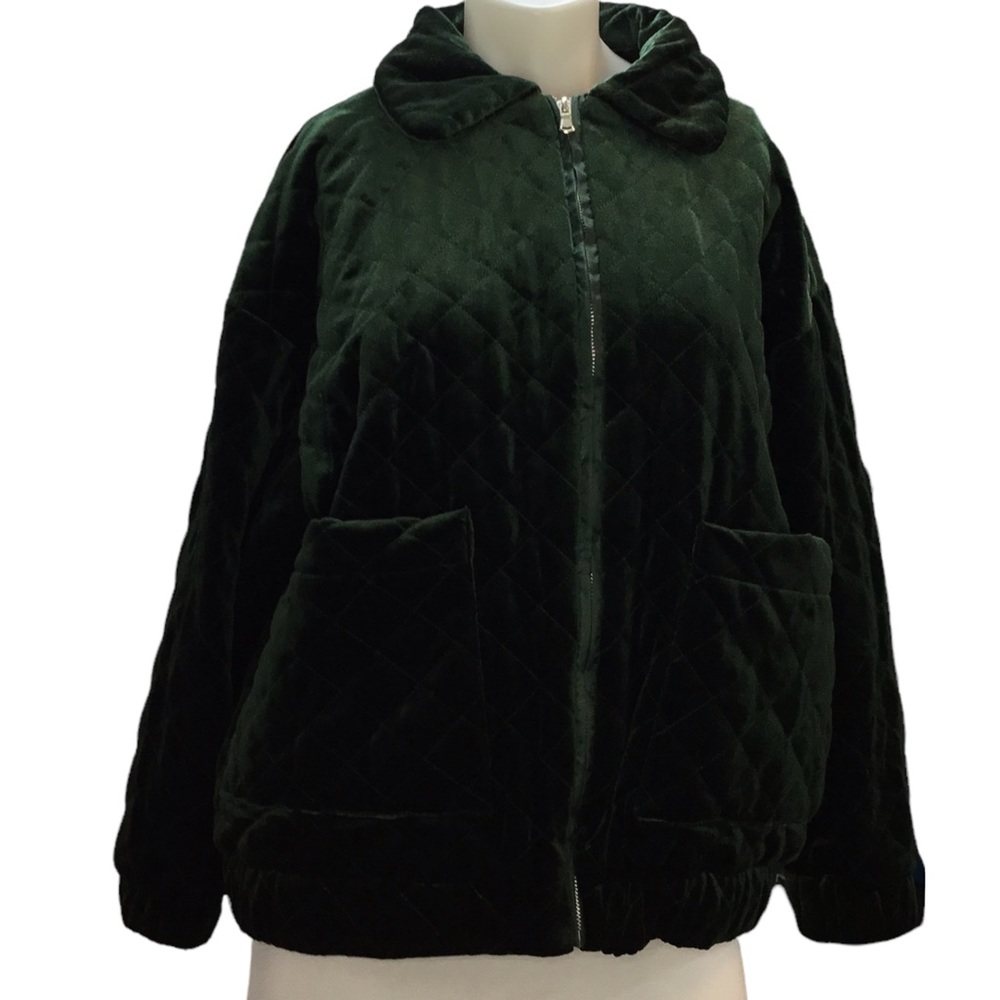 I.AM.GIA Contraband Velvet Jacket Green Quilted Oversized XS Women's - Picture 2 of 12